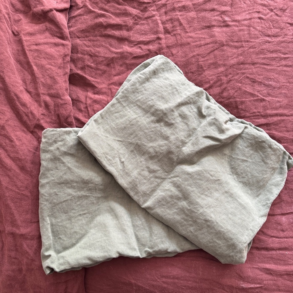 Piglet in Bed - queen linen pillowcases - fern green